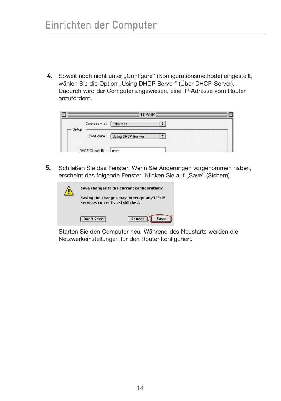 Einrichten der computer | Belkin F5D9630UK4A User Manual | Page 200 / 552