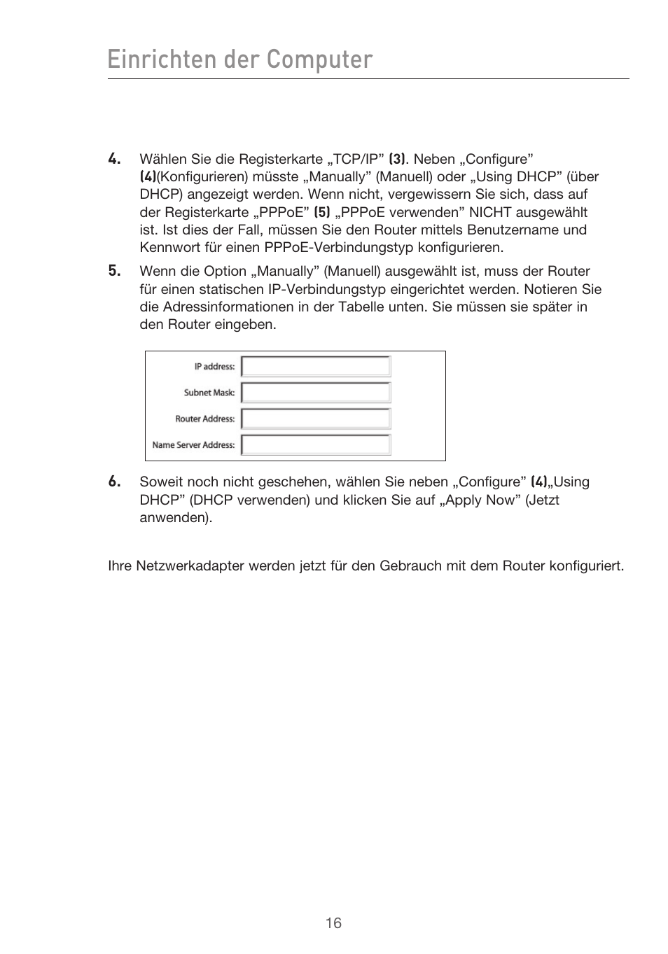 Einrichten der computer | Belkin F5D9630UK4A User Manual | Page 202 / 552