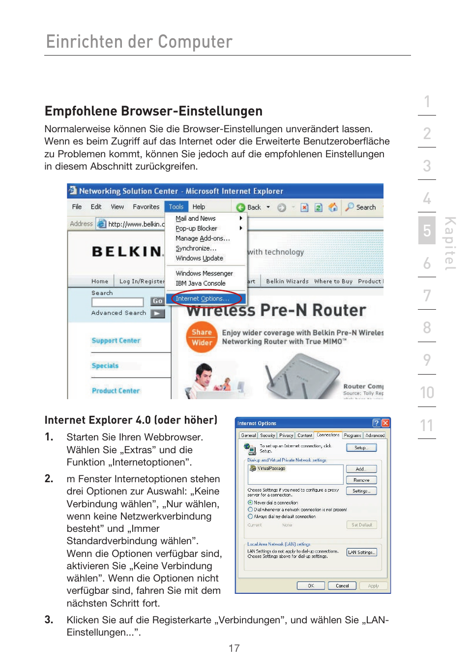 Einrichten der computer | Belkin F5D9630UK4A User Manual | Page 203 / 552