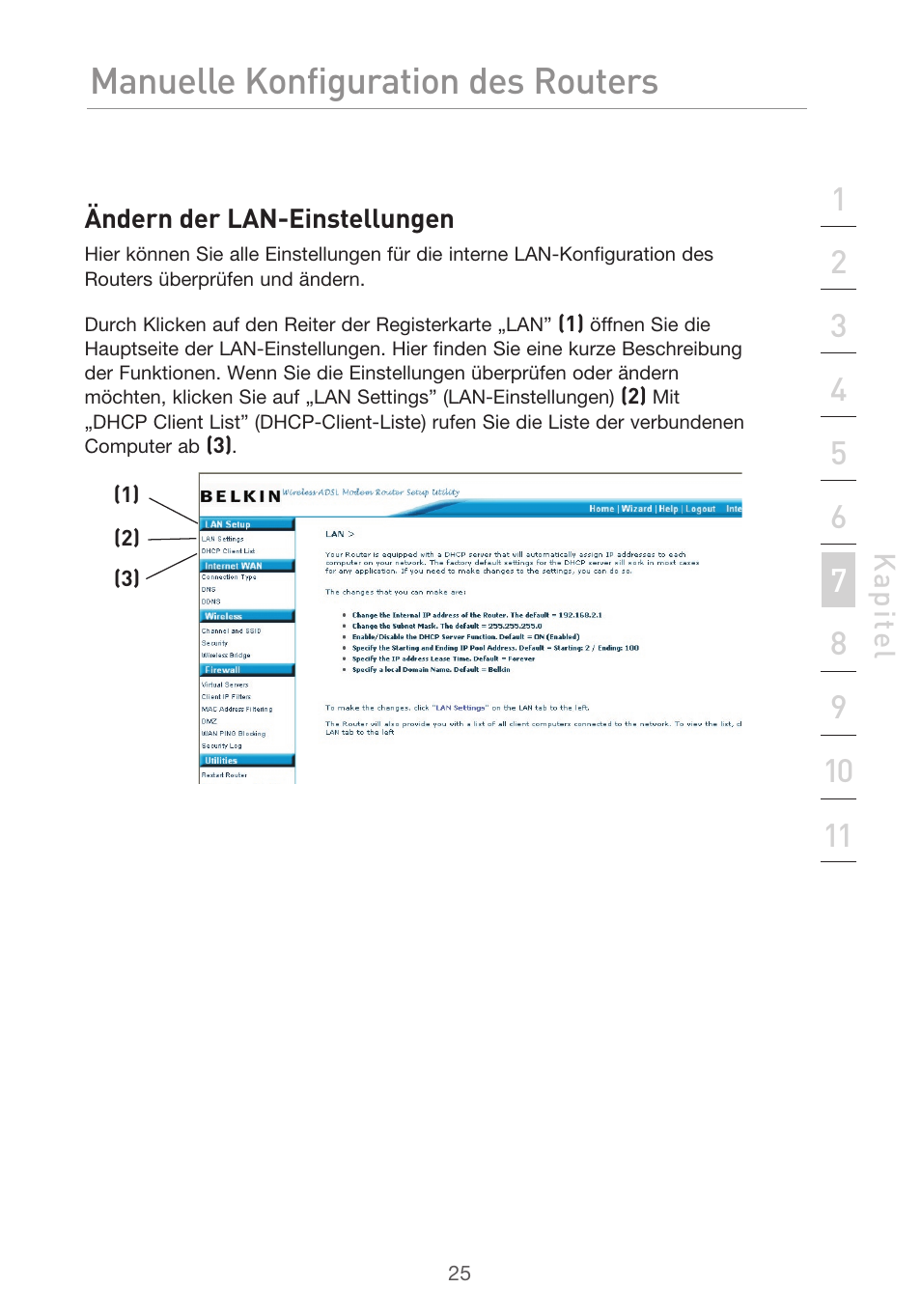 Manuelle konfiguration des routers | Belkin F5D9630UK4A User Manual | Page 211 / 552