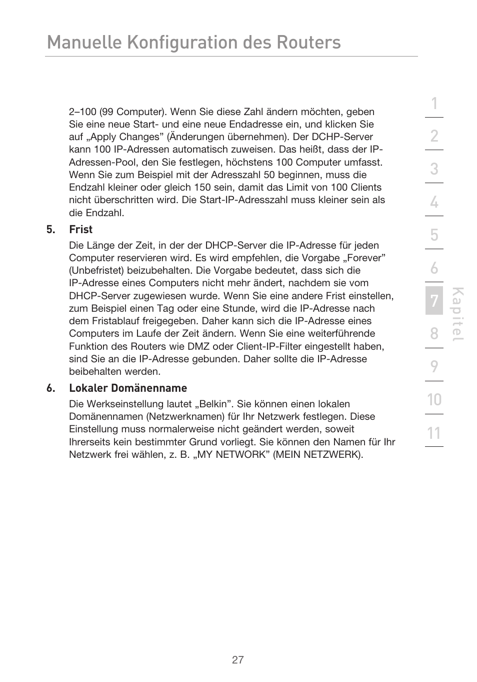 Manuelle konfiguration des routers | Belkin F5D9630UK4A User Manual | Page 213 / 552