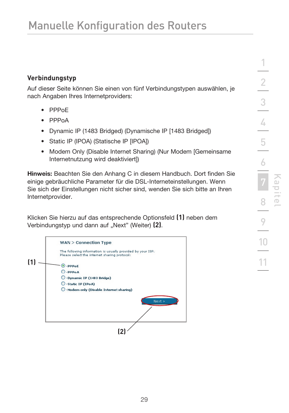 Manuelle konfiguration des routers | Belkin F5D9630UK4A User Manual | Page 215 / 552