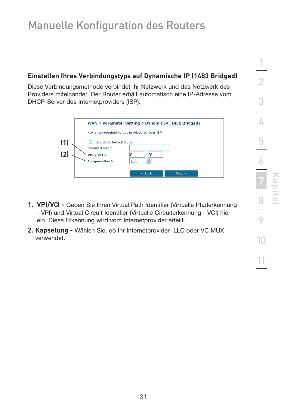 Manuelle konfiguration des routers | Belkin F5D9630UK4A User Manual | Page 217 / 552