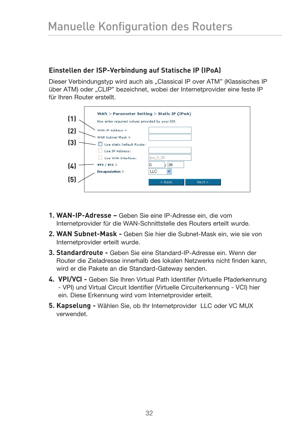 Manuelle konfiguration des routers | Belkin F5D9630UK4A User Manual | Page 218 / 552