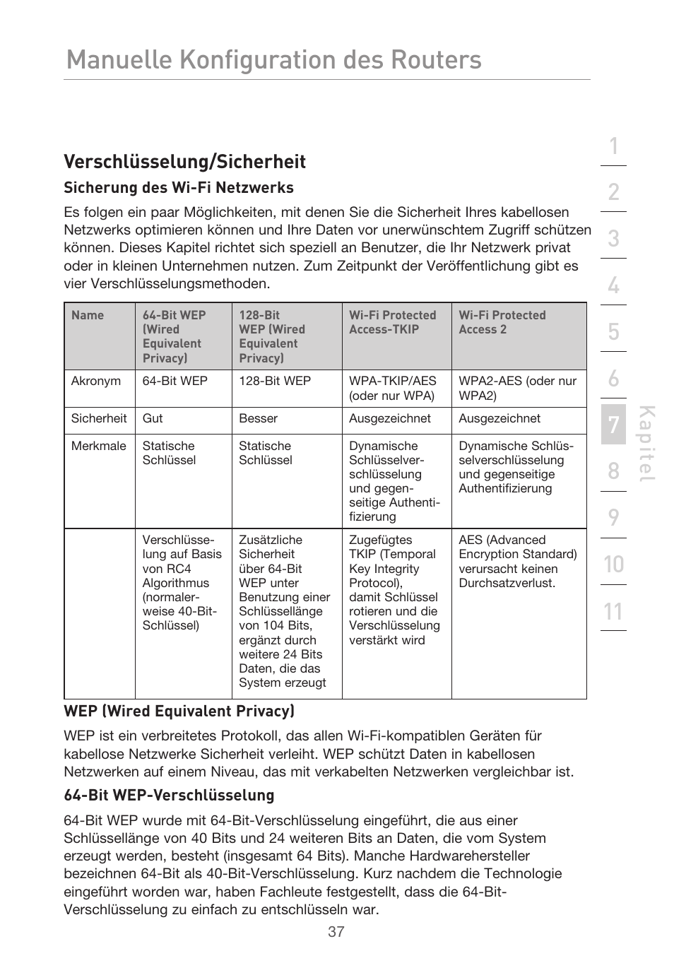 Manuelle konfiguration des routers, Kap ite l, Verschlüsselung/sicherheit | Belkin F5D9630UK4A User Manual | Page 223 / 552