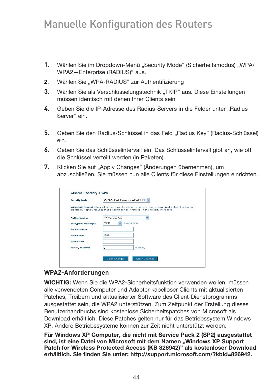 Manuelle konfiguration des routers | Belkin F5D9630UK4A User Manual | Page 230 / 552