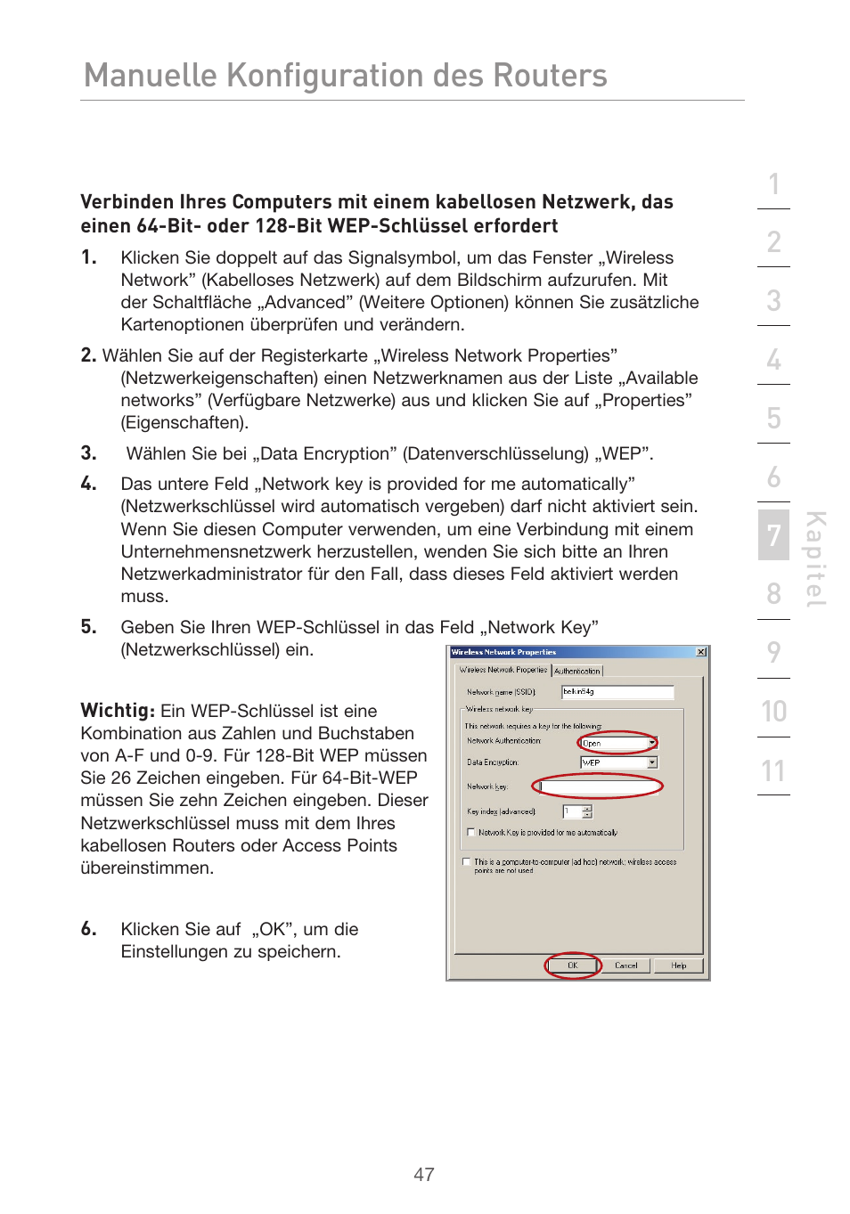 Manuelle konfiguration des routers | Belkin F5D9630UK4A User Manual | Page 233 / 552