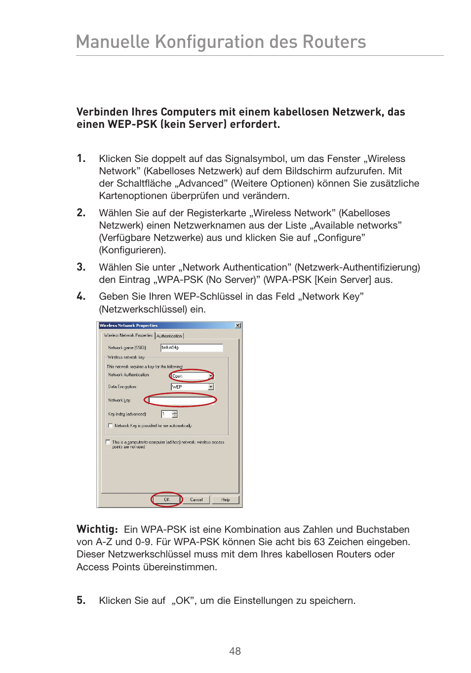 Manuelle konfiguration des routers | Belkin F5D9630UK4A User Manual | Page 234 / 552