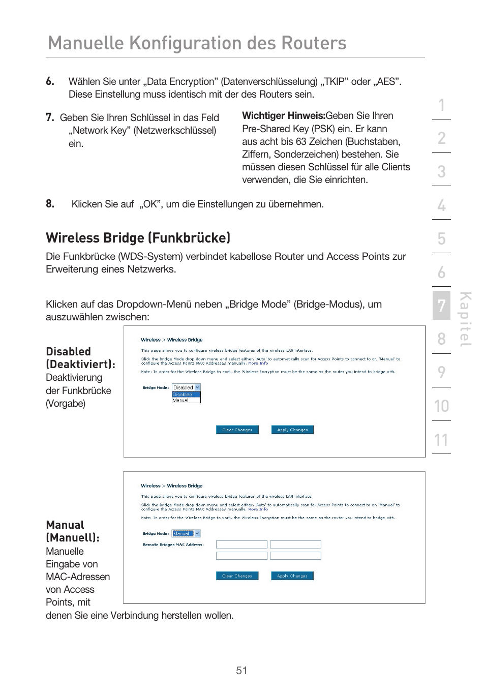Manuelle konfiguration des routers | Belkin F5D9630UK4A User Manual | Page 237 / 552