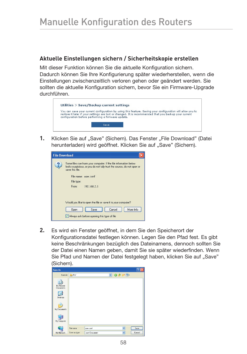 Manuelle konfiguration des routers | Belkin F5D9630UK4A User Manual | Page 244 / 552