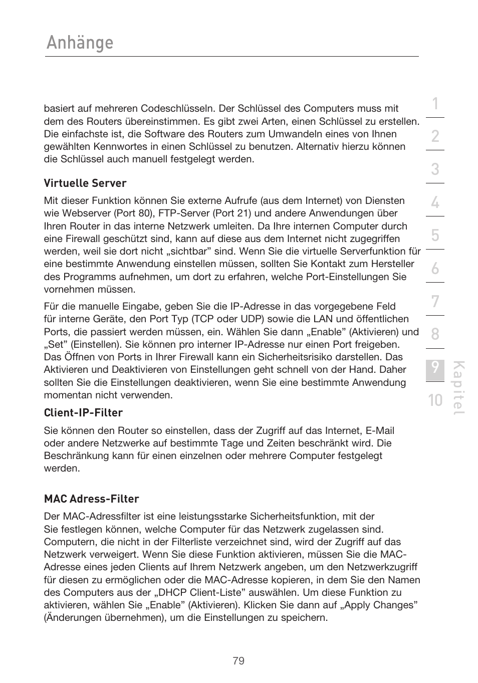 Anhänge | Belkin F5D9630UK4A User Manual | Page 265 / 552