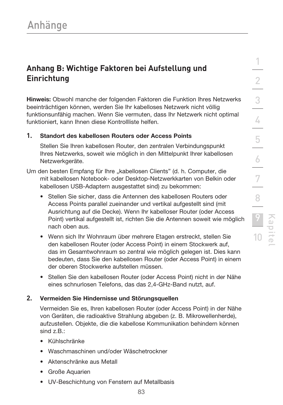 Anhänge, Kap ite l | Belkin F5D9630UK4A User Manual | Page 269 / 552