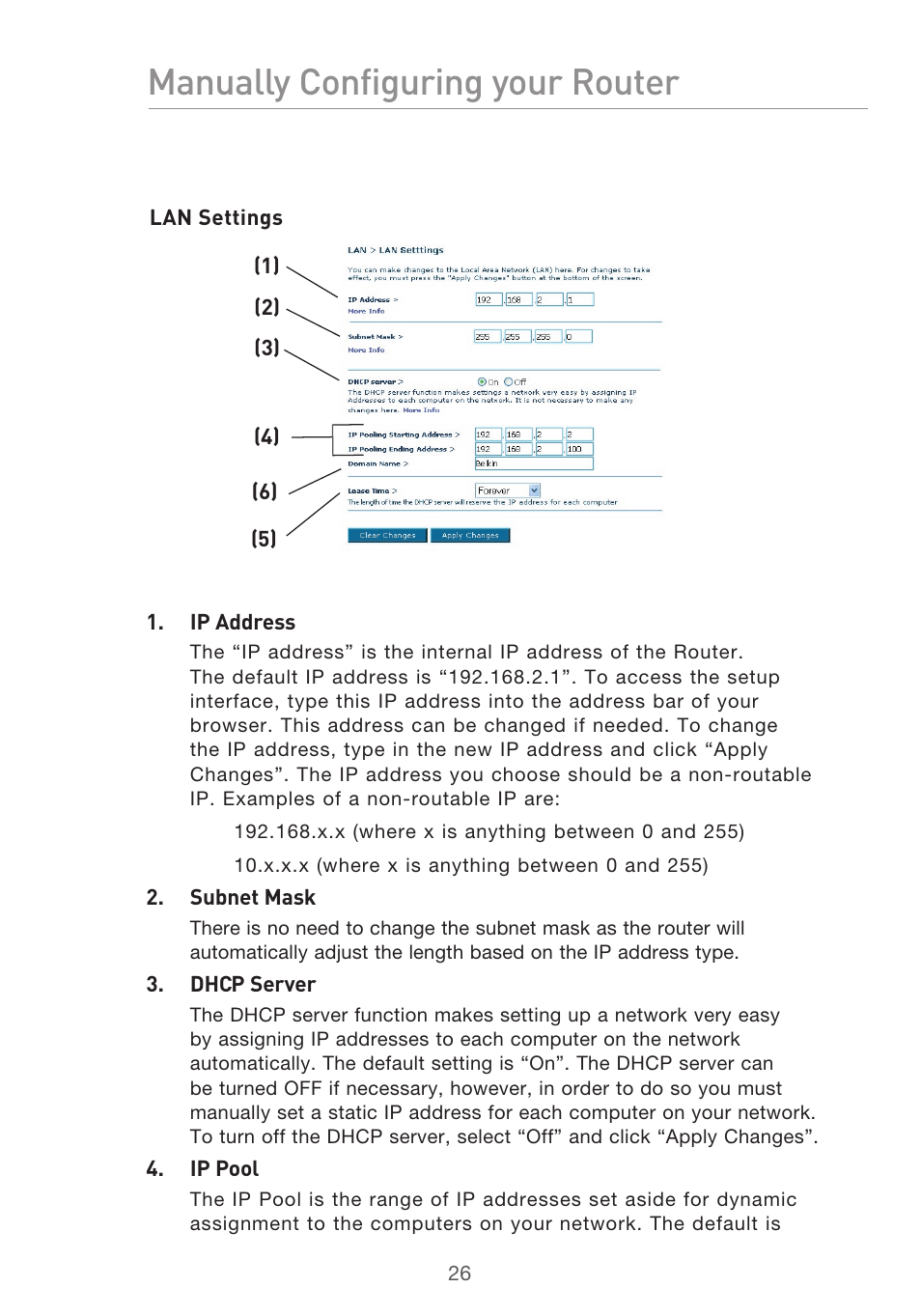 Manually configuring your router | Belkin F5D9630UK4A User Manual | Page 28 / 552
