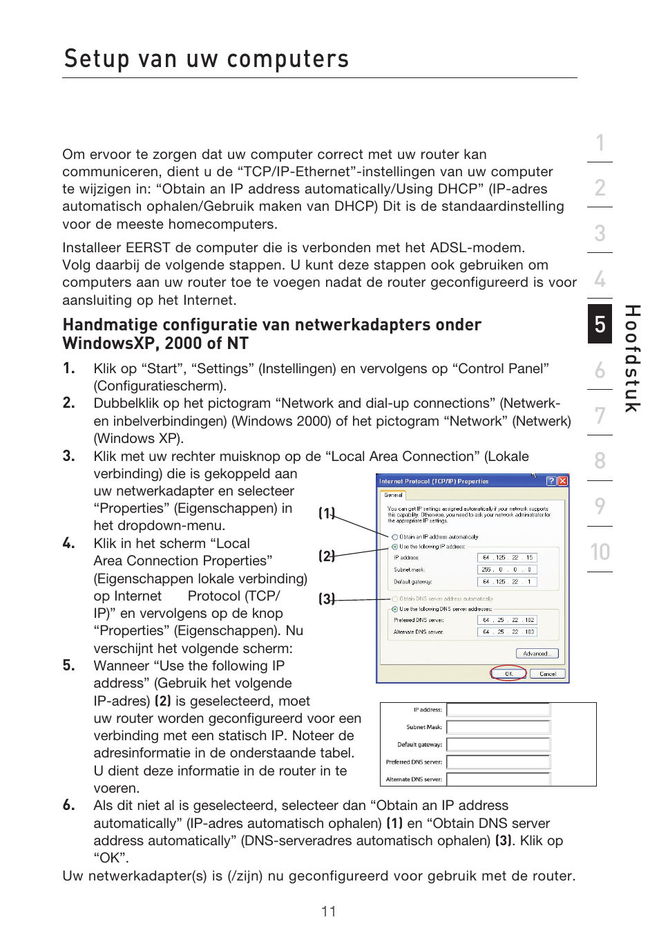Setup van uw computers, Hoo fd st u k | Belkin F5D9630UK4A User Manual | Page 289 / 552