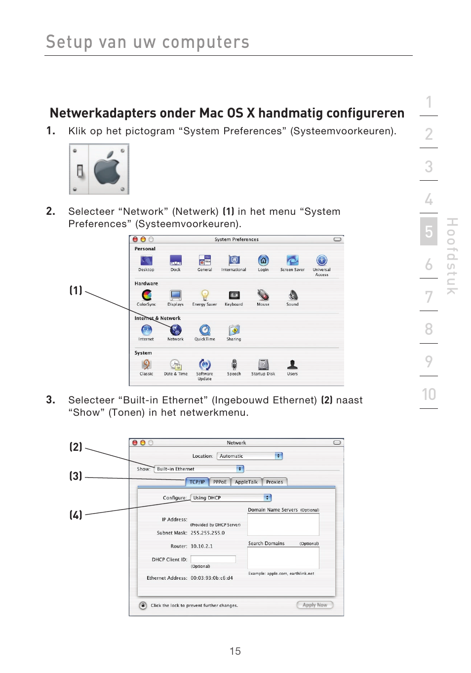 Setup van uw computers | Belkin F5D9630UK4A User Manual | Page 293 / 552