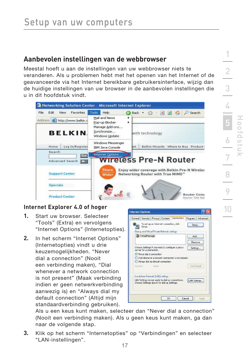 Setup van uw computers | Belkin F5D9630UK4A User Manual | Page 295 / 552