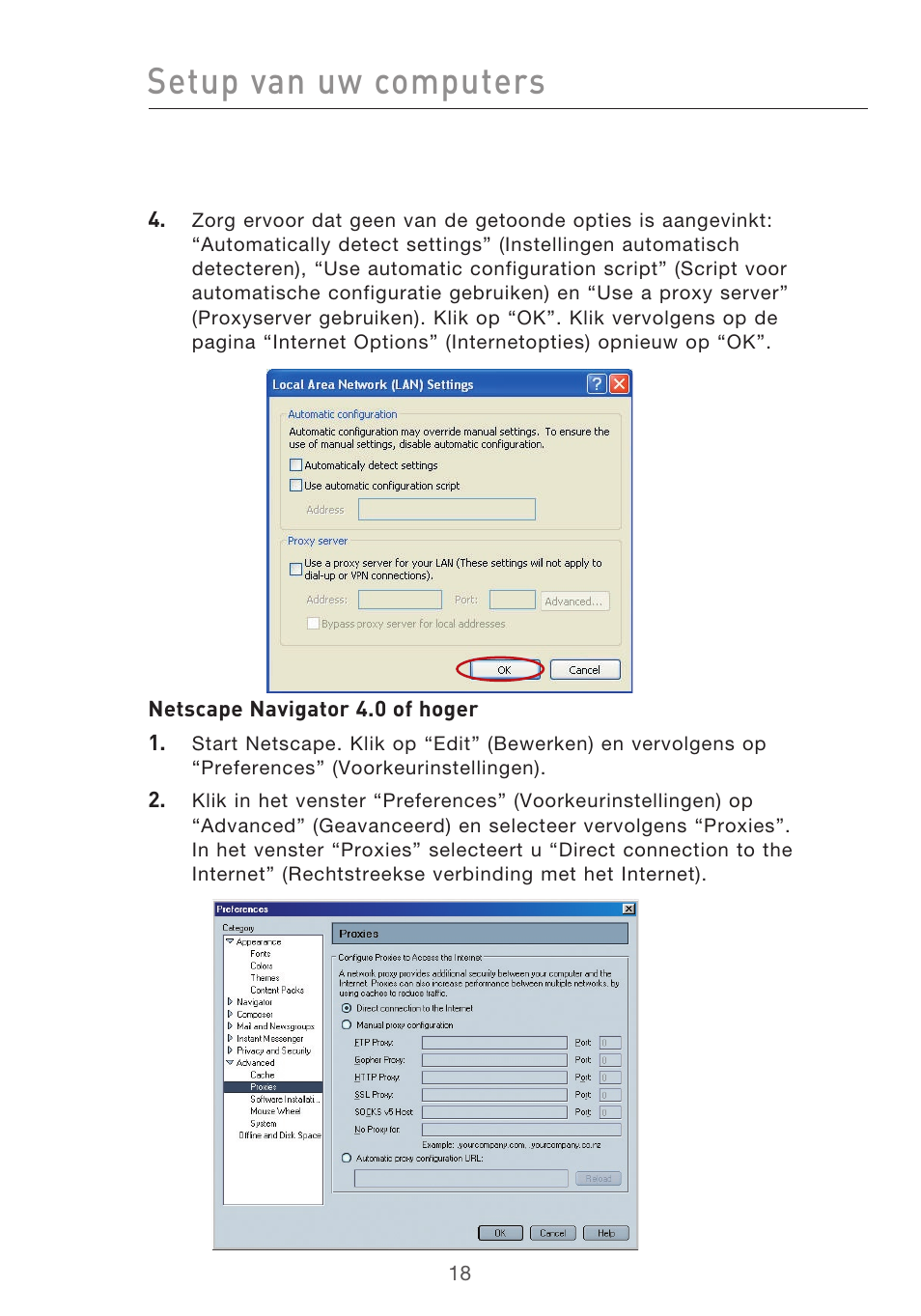 Setup van uw computers | Belkin F5D9630UK4A User Manual | Page 296 / 552