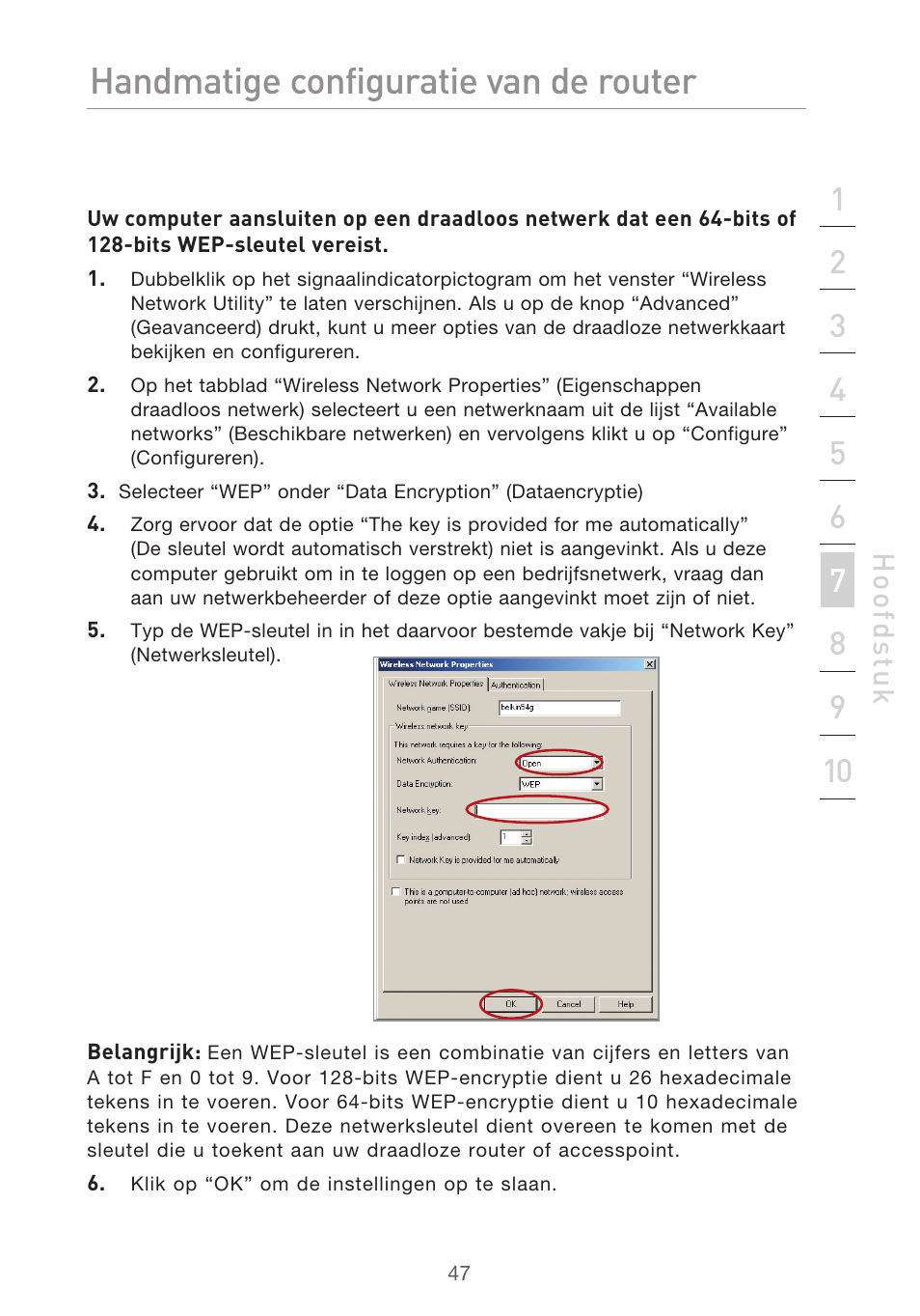 Handmatige configuratie van de router | Belkin F5D9630UK4A User Manual | Page 325 / 552