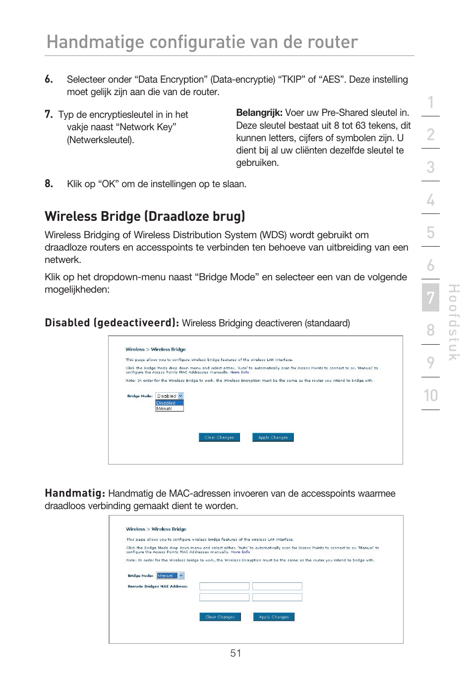 Handmatige configuratie van de router | Belkin F5D9630UK4A User Manual | Page 329 / 552