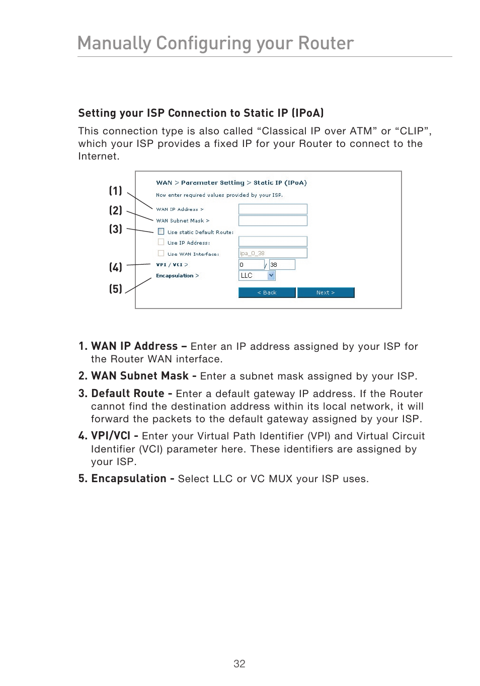 Manually configuring your router | Belkin F5D9630UK4A User Manual | Page 34 / 552