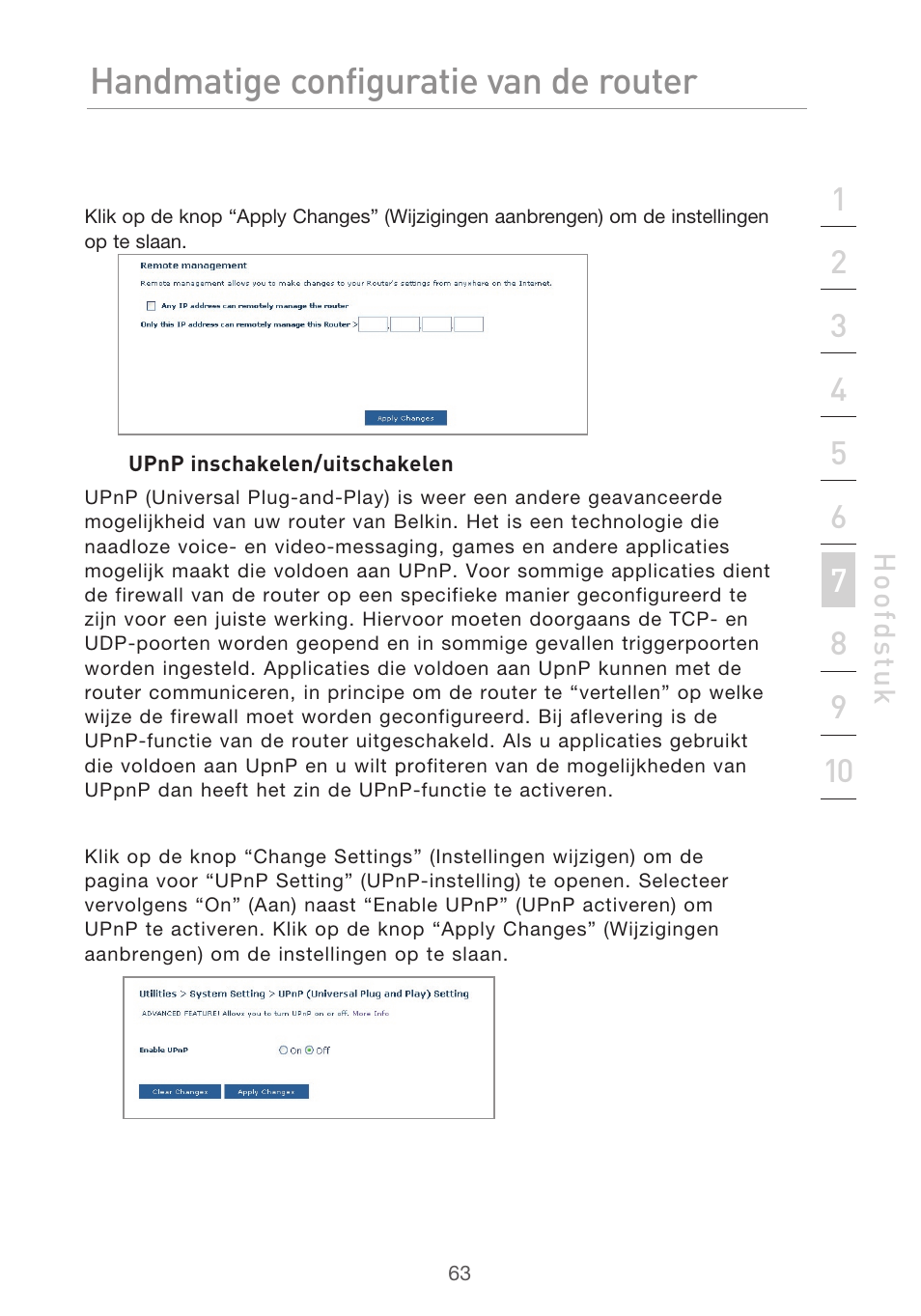 Handmatige configuratie van de router | Belkin F5D9630UK4A User Manual | Page 341 / 552