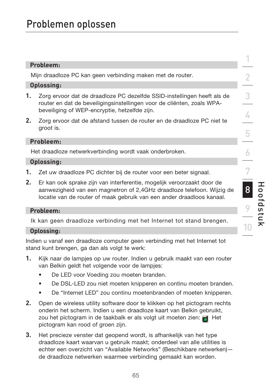 Problemen oplossen, Hoo fd st u k | Belkin F5D9630UK4A User Manual | Page 343 / 552