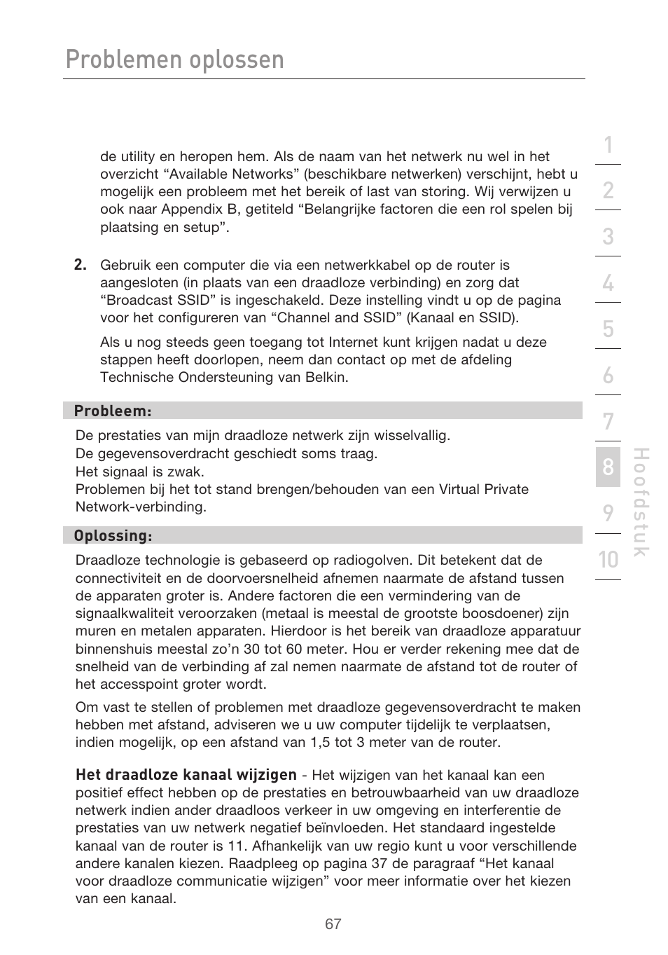 Problemen oplossen | Belkin F5D9630UK4A User Manual | Page 345 / 552