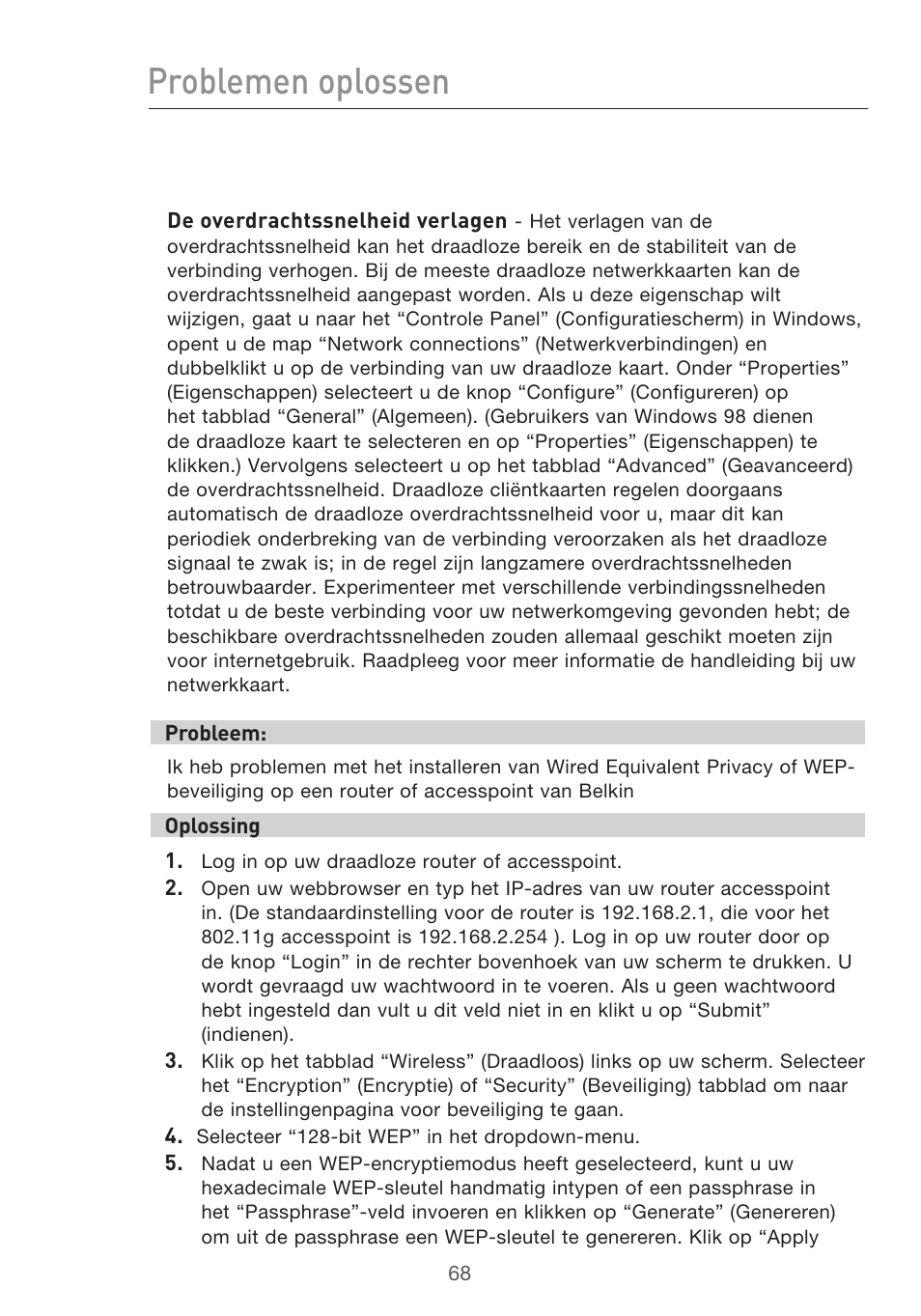 Problemen oplossen | Belkin F5D9630UK4A User Manual | Page 346 / 552