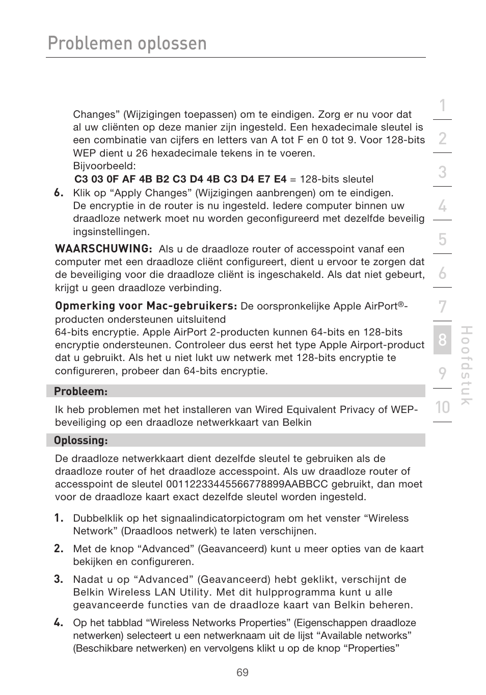 Problemen oplossen, Hoo fd st u k | Belkin F5D9630UK4A User Manual | Page 347 / 552