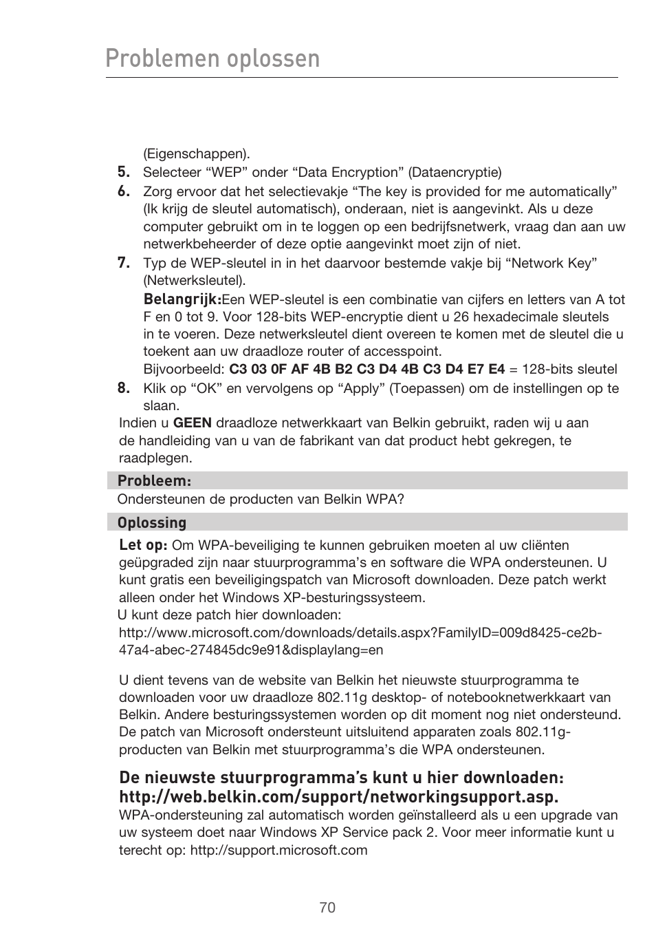 Problemen oplossen | Belkin F5D9630UK4A User Manual | Page 348 / 552