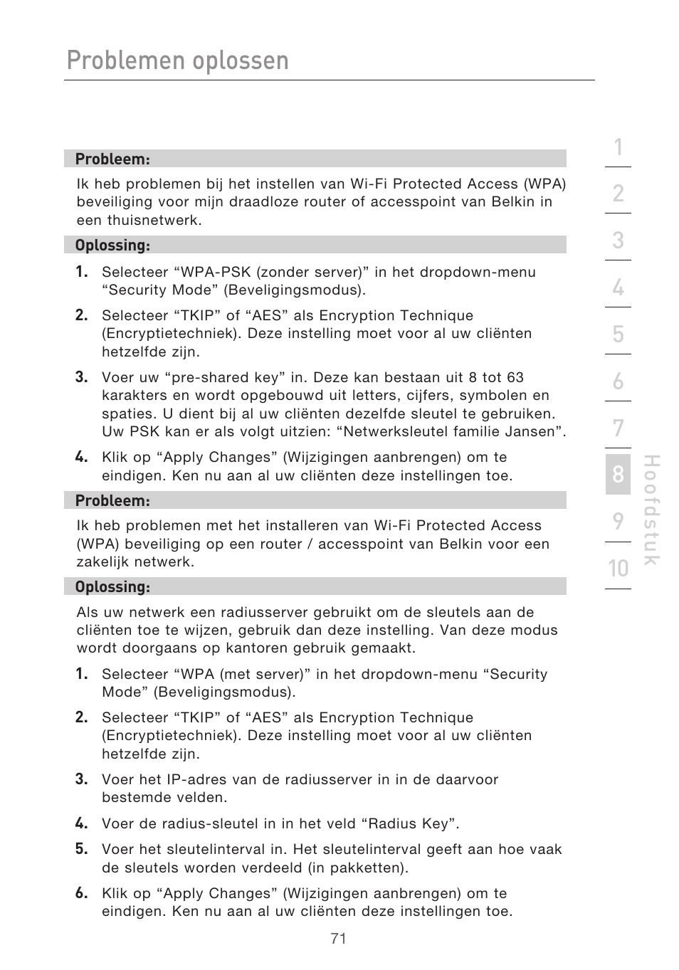 Problemen oplossen, Hoo fd st u k | Belkin F5D9630UK4A User Manual | Page 349 / 552