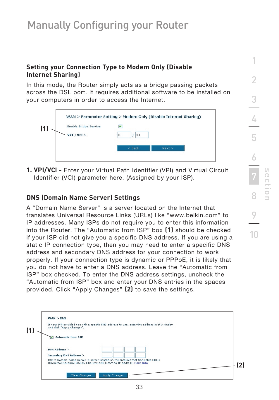 Manually configuring your router | Belkin F5D9630UK4A User Manual | Page 35 / 552