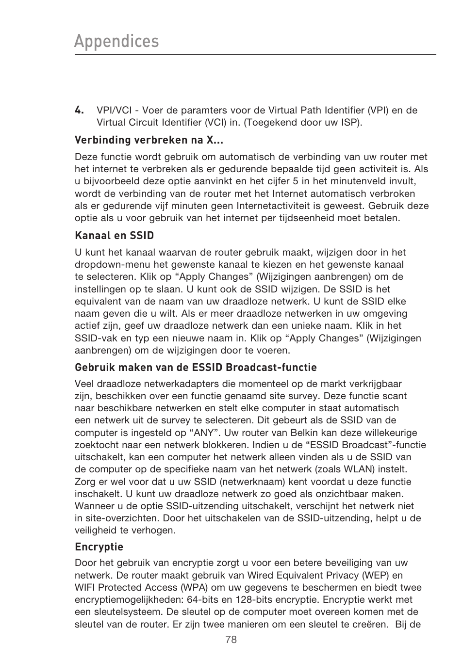 Appendices | Belkin F5D9630UK4A User Manual | Page 356 / 552