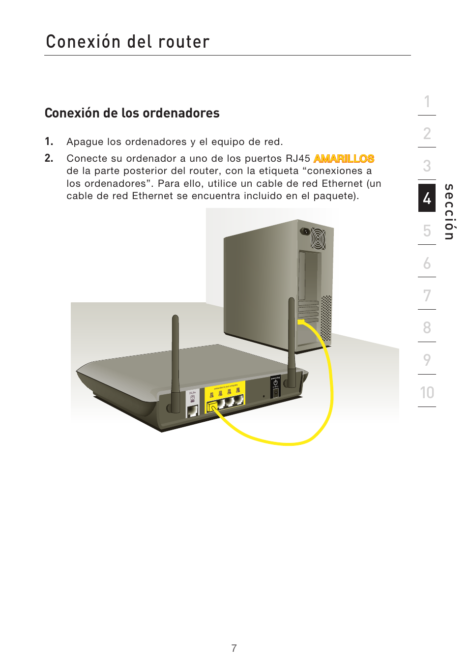 Conexión del router | Belkin F5D9630UK4A User Manual | Page 377 / 552