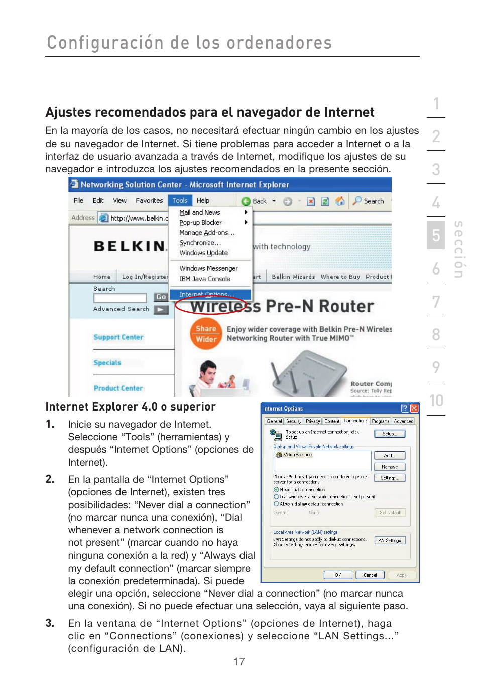 Configuración de los ordenadores | Belkin F5D9630UK4A User Manual | Page 387 / 552