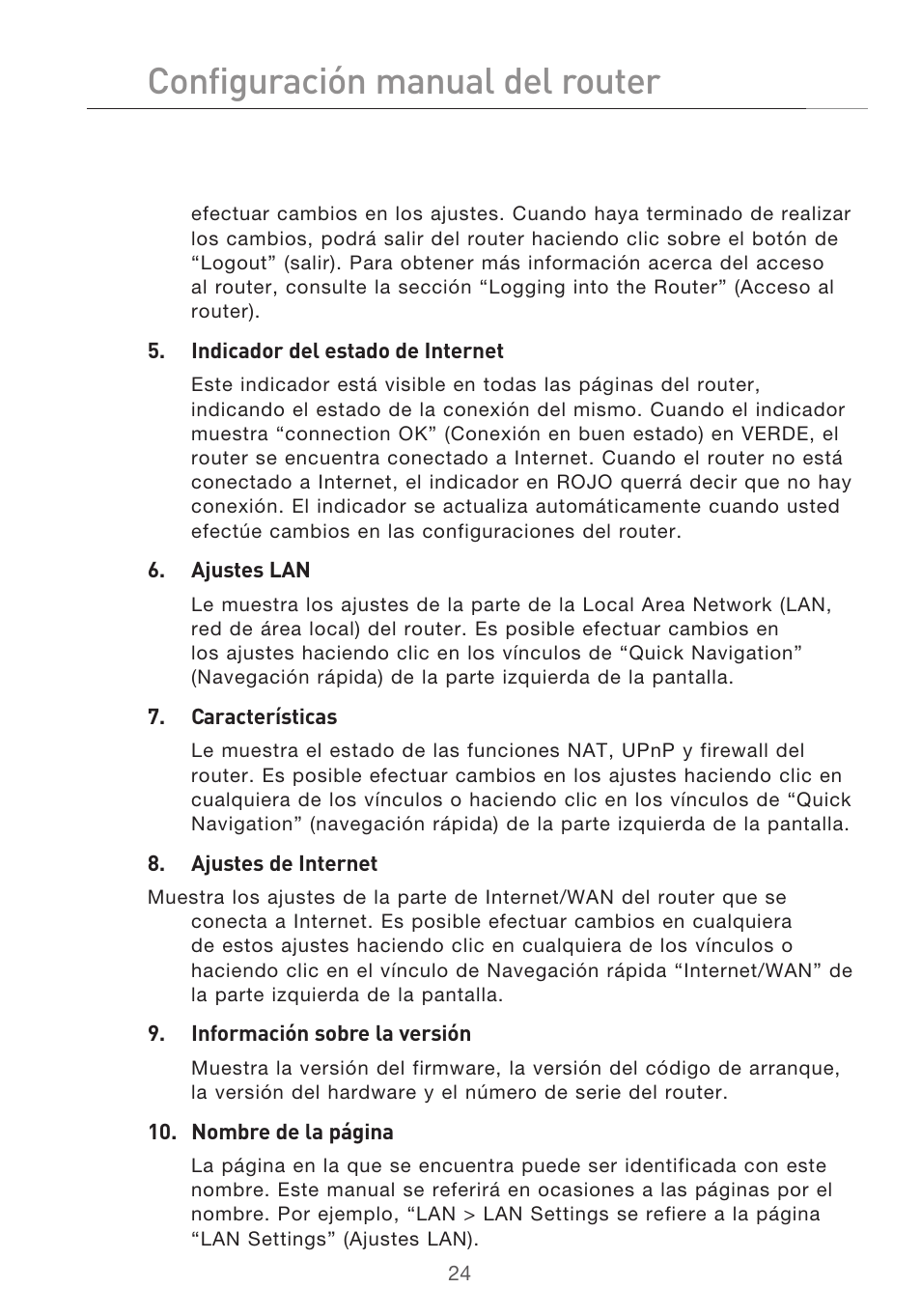 Configuración manual del router | Belkin F5D9630UK4A User Manual | Page 394 / 552