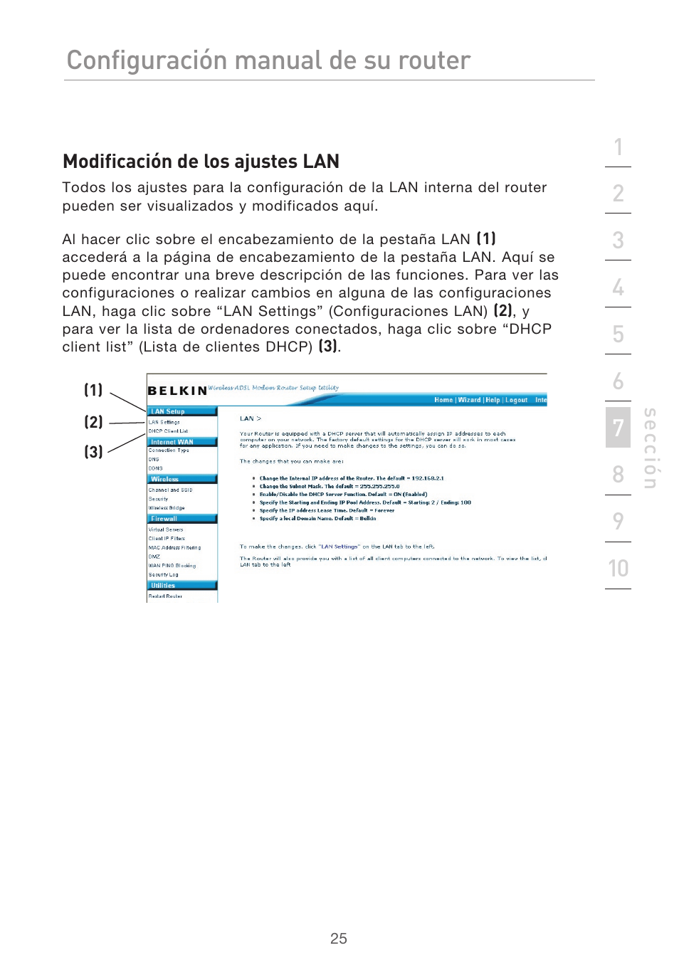 Configuración manual del router | Belkin F5D9630UK4A User Manual | Page 395 / 552