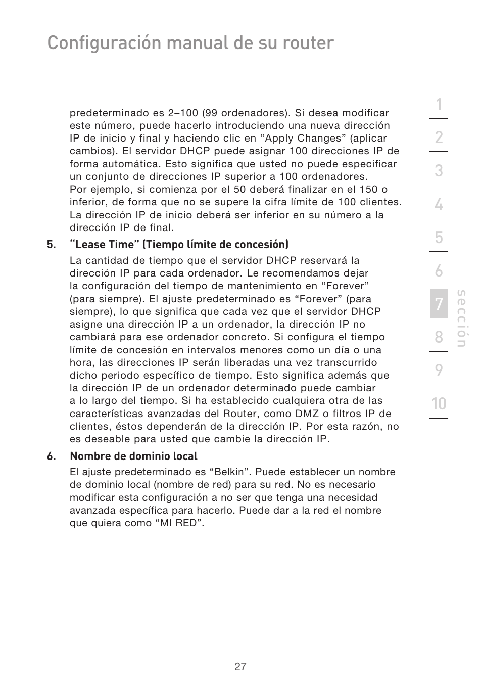 Configuración manual del router | Belkin F5D9630UK4A User Manual | Page 397 / 552