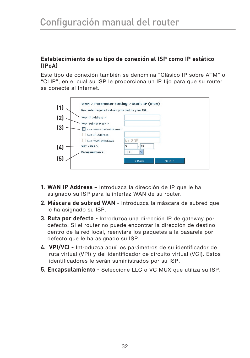 Configuración manual del router | Belkin F5D9630UK4A User Manual | Page 402 / 552