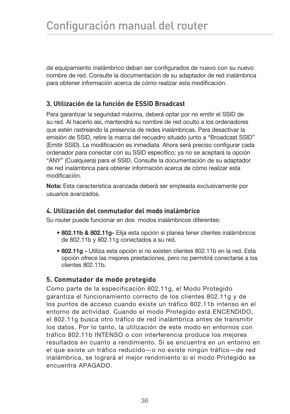 Configuración manual del router | Belkin F5D9630UK4A User Manual | Page 406 / 552