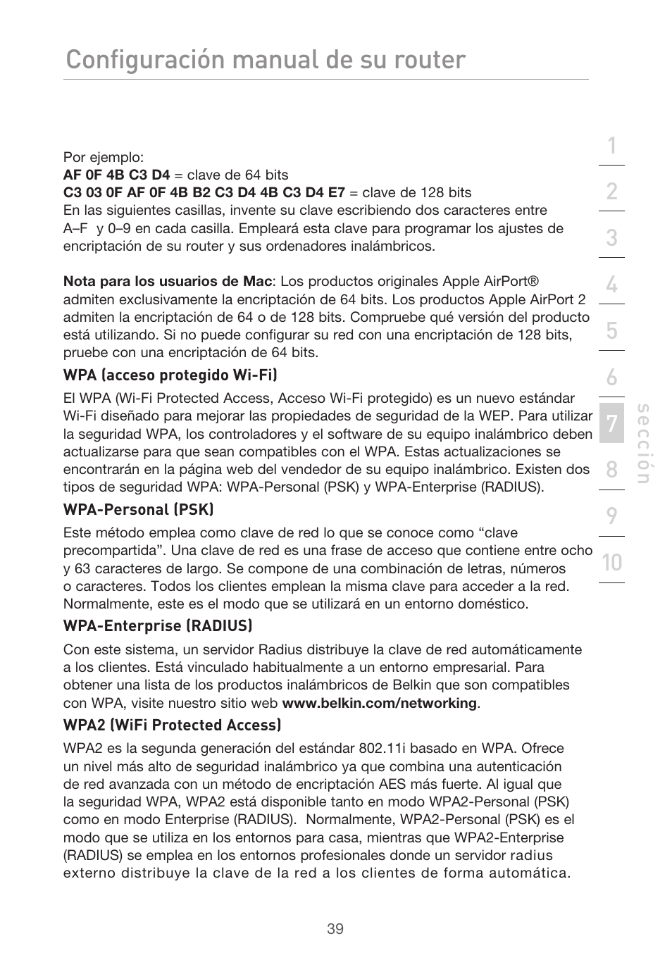 Configuración manual del router | Belkin F5D9630UK4A User Manual | Page 409 / 552