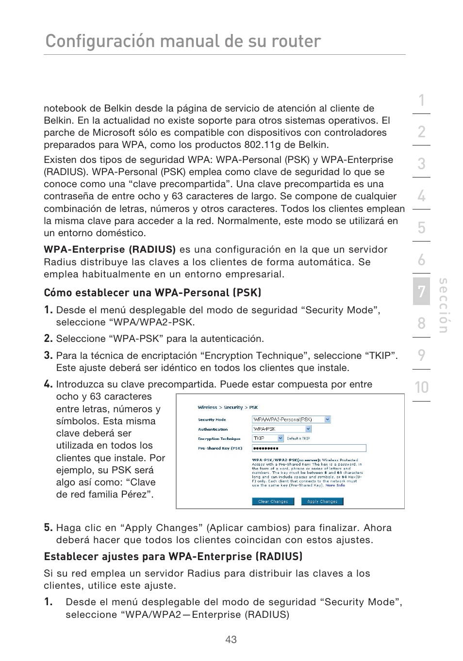 Configuración manual del router | Belkin F5D9630UK4A User Manual | Page 413 / 552