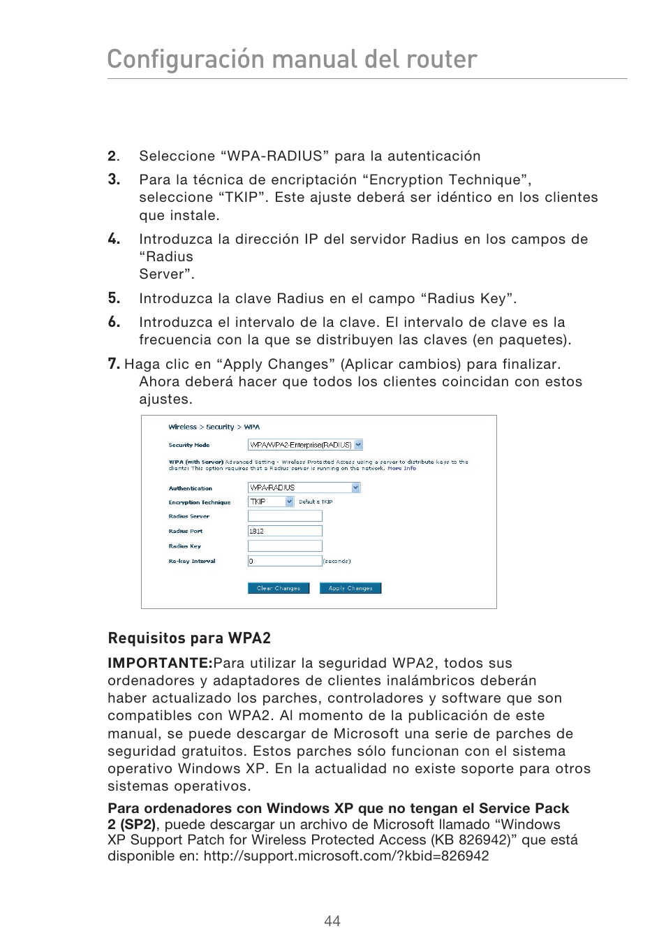 Configuración manual del router | Belkin F5D9630UK4A User Manual | Page 414 / 552