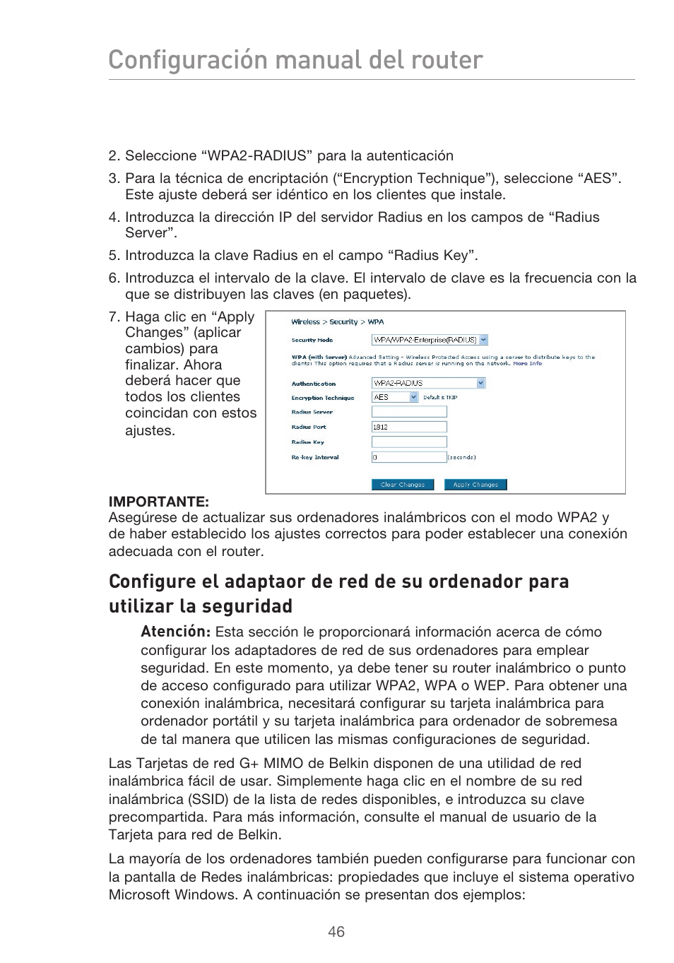 Configuración manual del router | Belkin F5D9630UK4A User Manual | Page 416 / 552