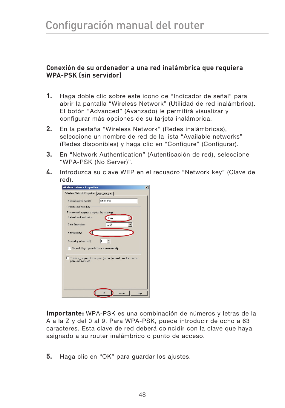 Configuración manual del router | Belkin F5D9630UK4A User Manual | Page 418 / 552