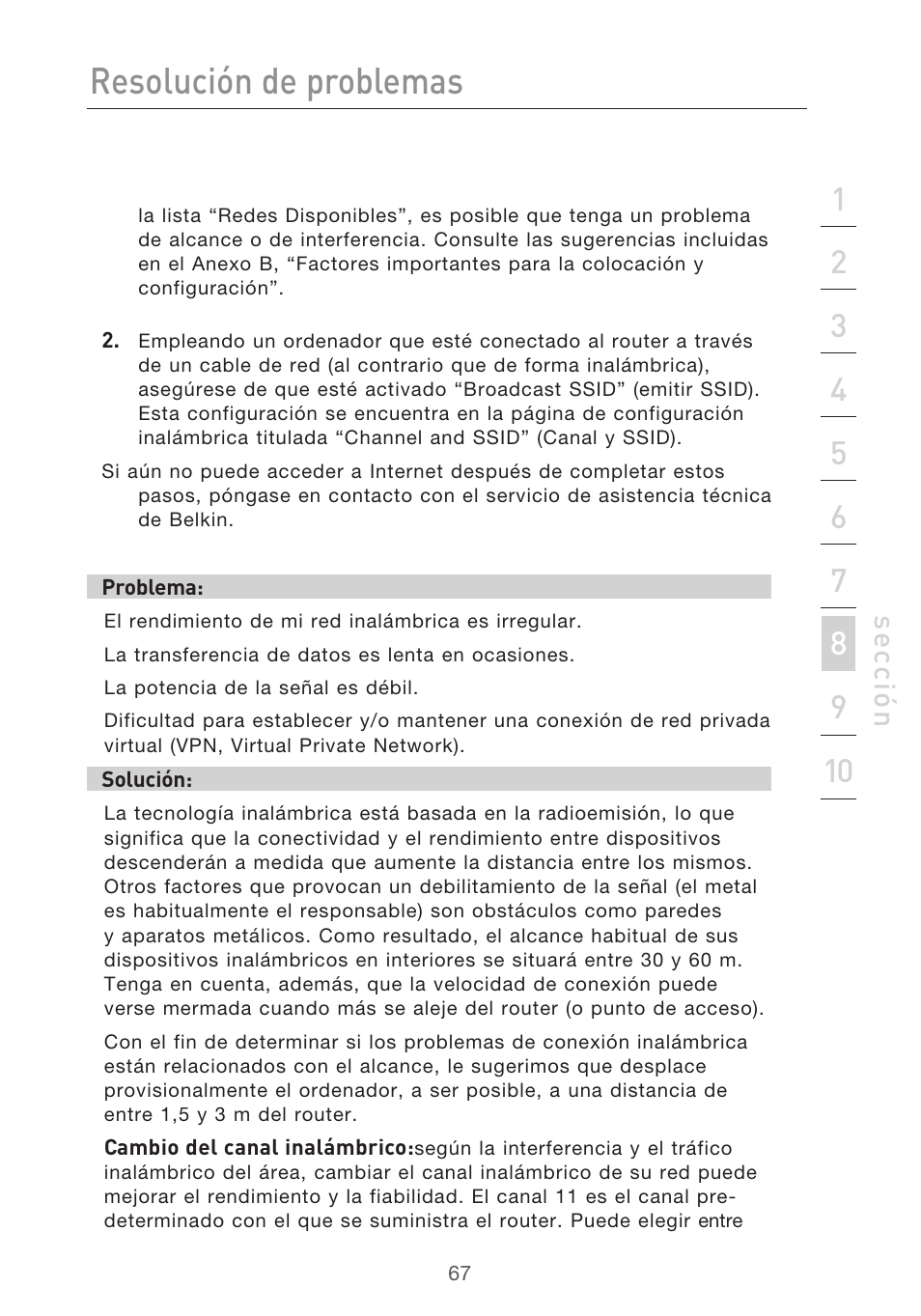 Resolución de problemas | Belkin F5D9630UK4A User Manual | Page 437 / 552