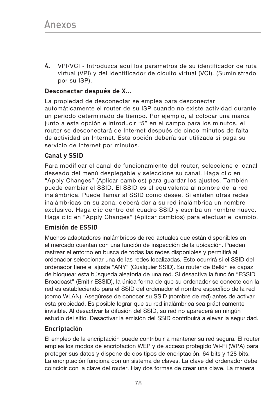 Anexos | Belkin F5D9630UK4A User Manual | Page 448 / 552