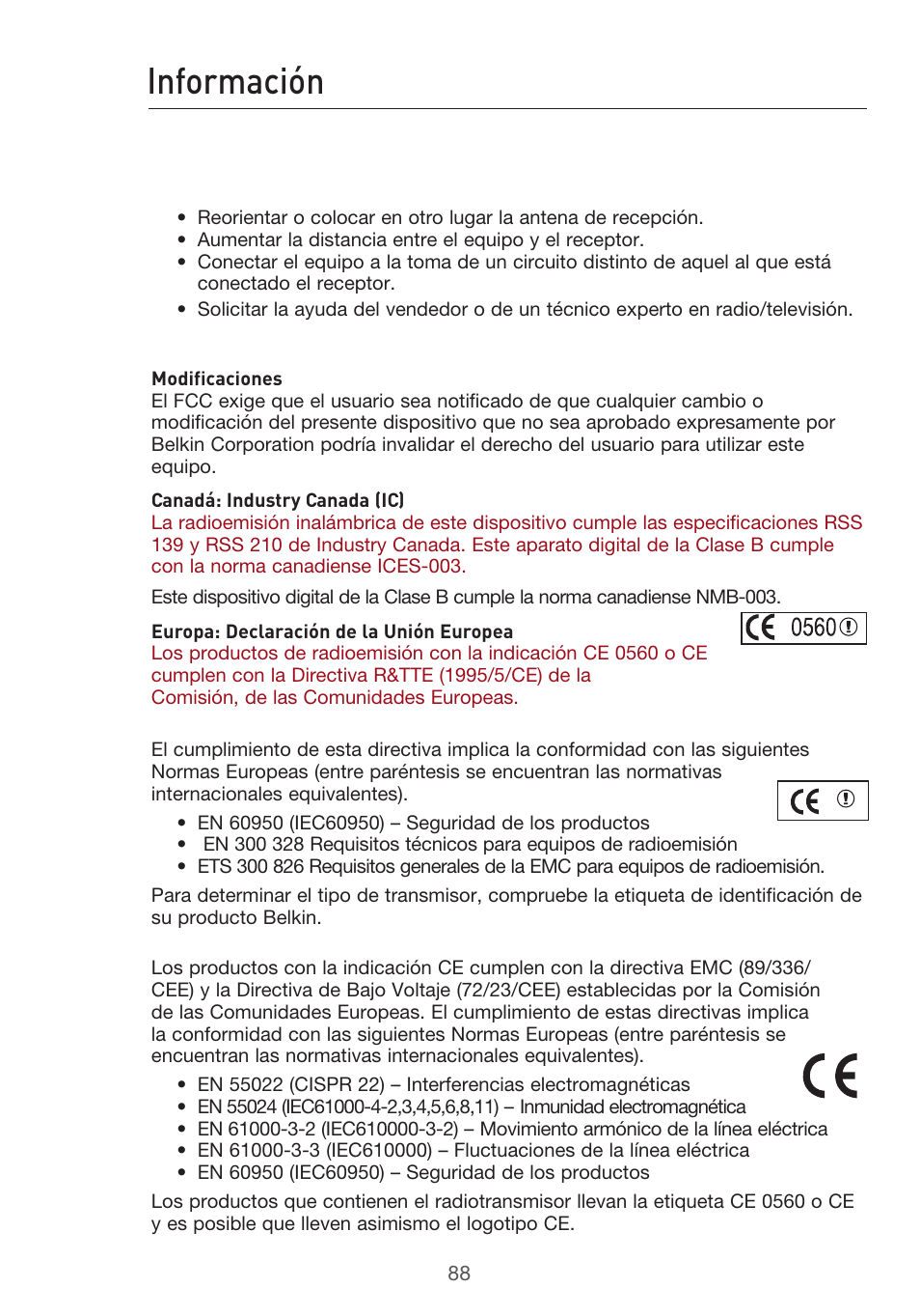 Información | Belkin F5D9630UK4A User Manual | Page 458 / 552