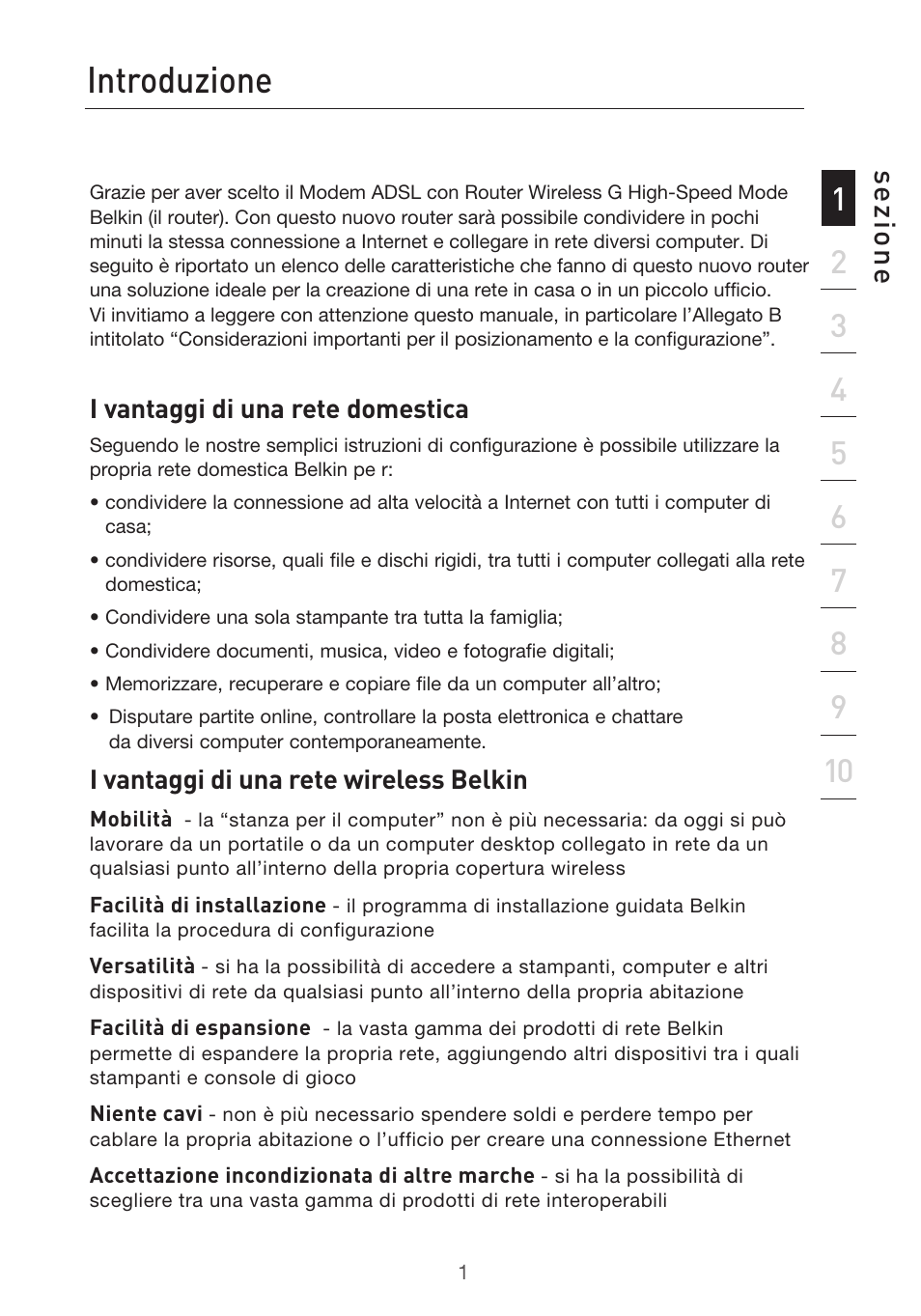 Introduzione, Se zio n e | Belkin F5D9630UK4A User Manual | Page 463 / 552