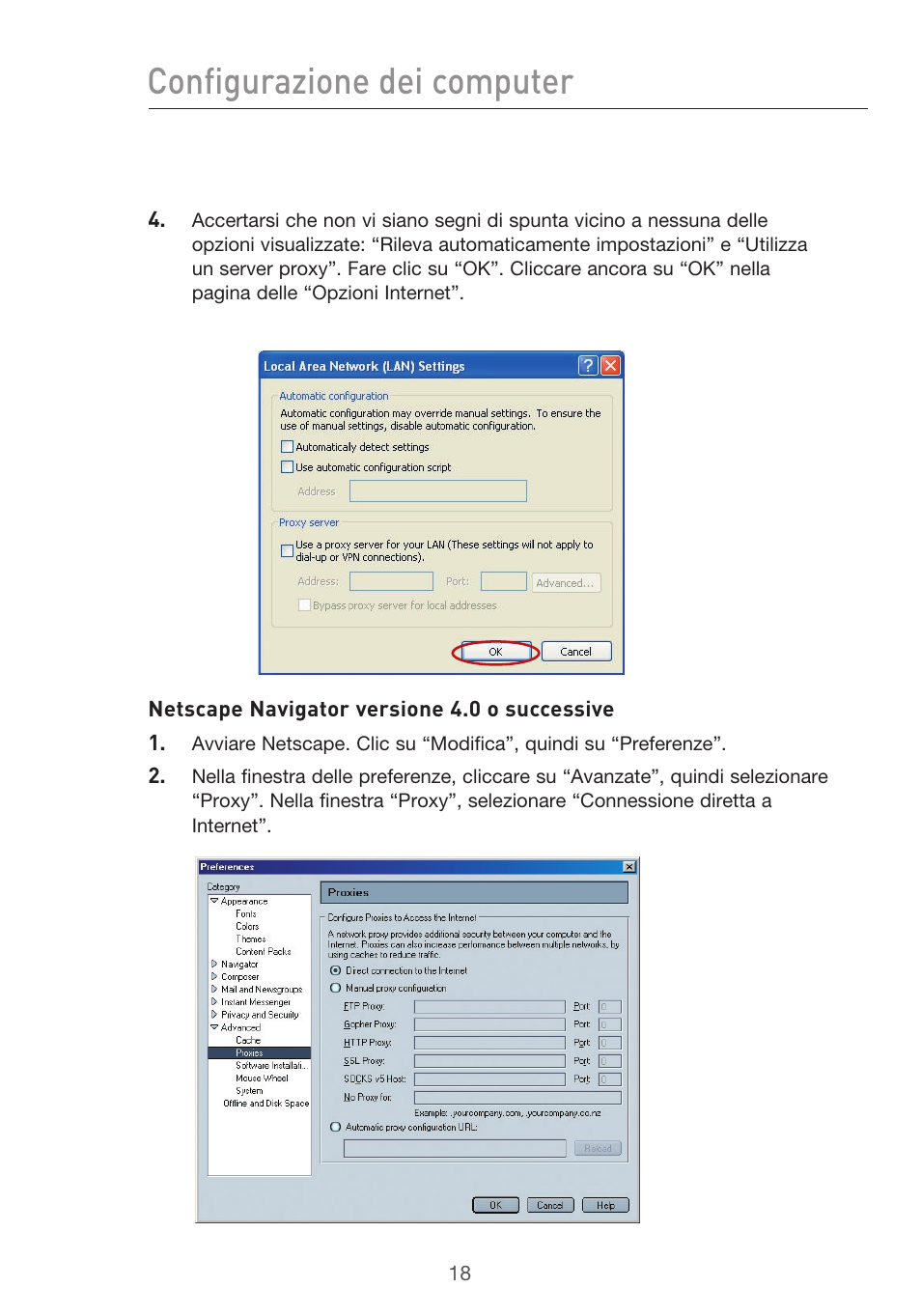 Configurazione dei computer | Belkin F5D9630UK4A User Manual | Page 480 / 552